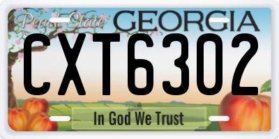 GA license plate CXT6302