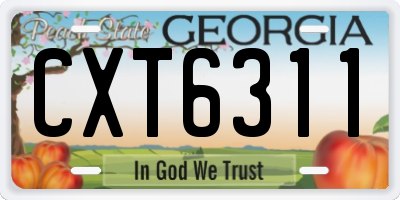 GA license plate CXT6311