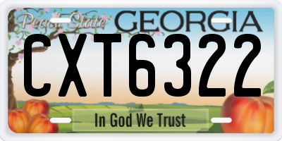 GA license plate CXT6322
