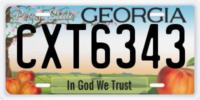 GA license plate CXT6343