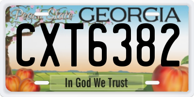 GA license plate CXT6382