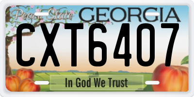 GA license plate CXT6407