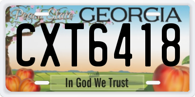 GA license plate CXT6418