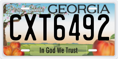 GA license plate CXT6492