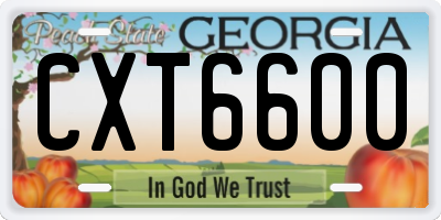 GA license plate CXT6600