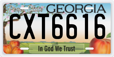 GA license plate CXT6616