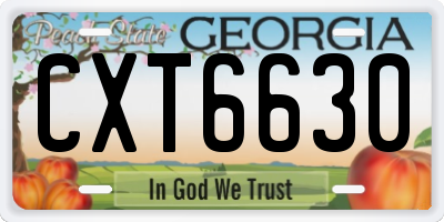 GA license plate CXT6630