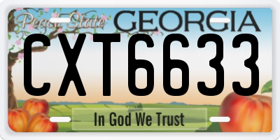 GA license plate CXT6633
