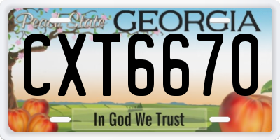 GA license plate CXT6670
