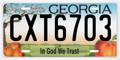GA license plate CXT6703