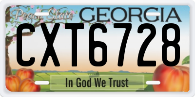 GA license plate CXT6728