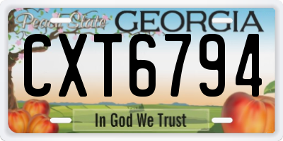 GA license plate CXT6794