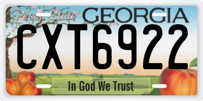 GA license plate CXT6922