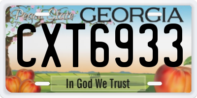 GA license plate CXT6933