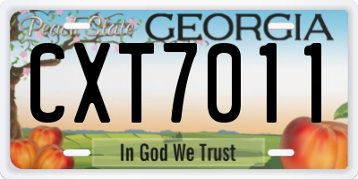 GA license plate CXT7011