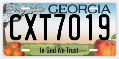 GA license plate CXT7019
