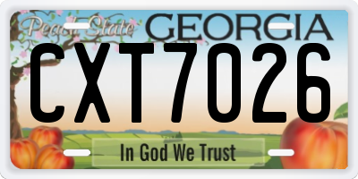 GA license plate CXT7026