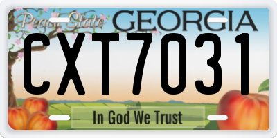 GA license plate CXT7031