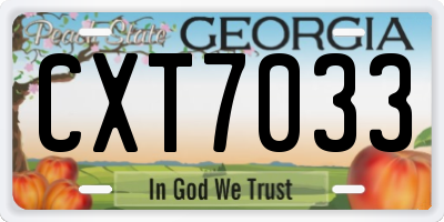 GA license plate CXT7033