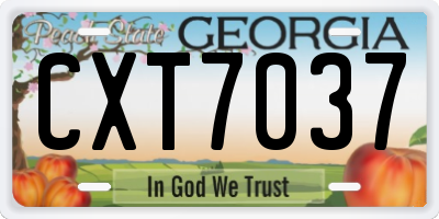 GA license plate CXT7037