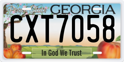 GA license plate CXT7058