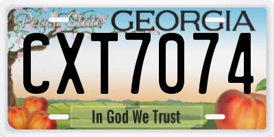 GA license plate CXT7074