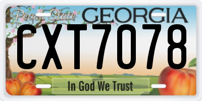 GA license plate CXT7078