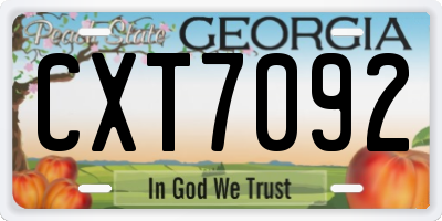 GA license plate CXT7092