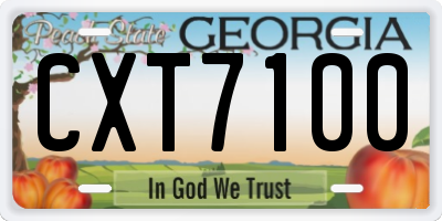 GA license plate CXT7100