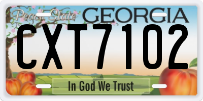 GA license plate CXT7102