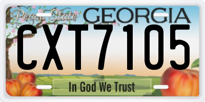 GA license plate CXT7105