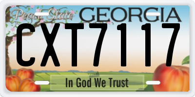 GA license plate CXT7117