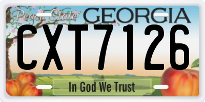GA license plate CXT7126