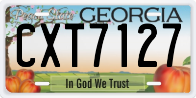 GA license plate CXT7127