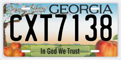 GA license plate CXT7138