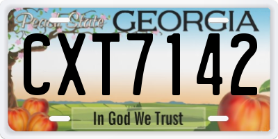 GA license plate CXT7142