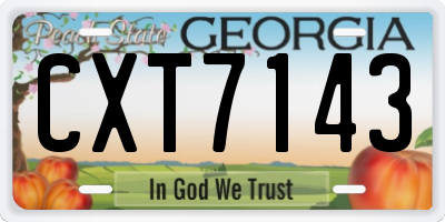 GA license plate CXT7143