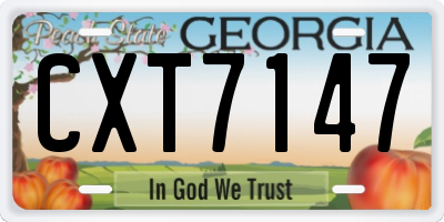GA license plate CXT7147