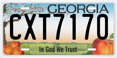 GA license plate CXT7170