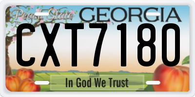 GA license plate CXT7180