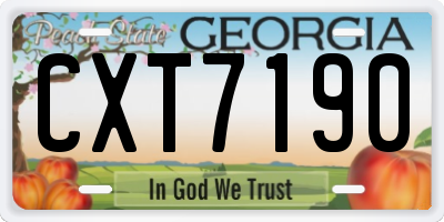 GA license plate CXT7190