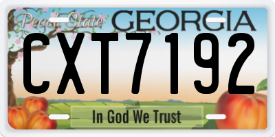 GA license plate CXT7192