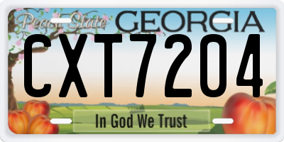 GA license plate CXT7204