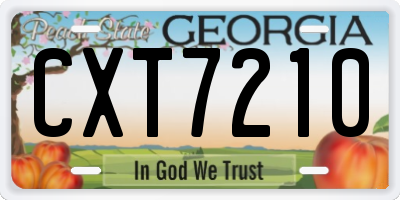 GA license plate CXT7210