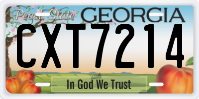 GA license plate CXT7214