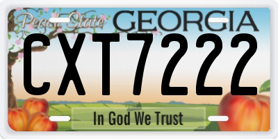GA license plate CXT7222