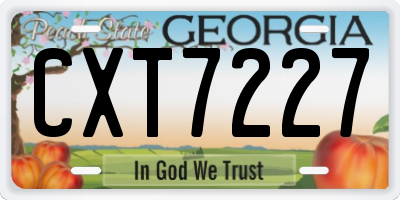 GA license plate CXT7227
