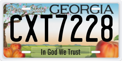 GA license plate CXT7228