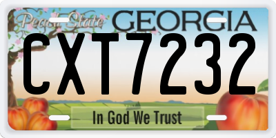 GA license plate CXT7232