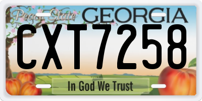 GA license plate CXT7258